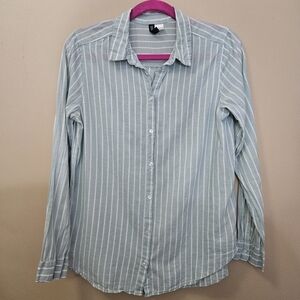 Divided Striped Button Down Shirt Women's Size 6 100% Cotton